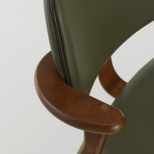 Gestell Birke Nussbaum gebeizt, Leder Spectrum Moss, Keder Leder Coffee