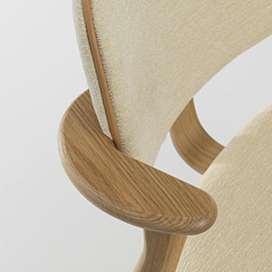 Gestell Eiche klar lackiert, Stoff WOW Creme/White, Keder Leder Nougat