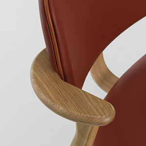 Gestell Eiche klar lackiert, Leder Spectrum Terracotta, Keder Leder Cognac